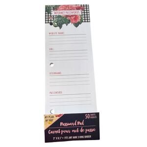 My Plan My Way Internet Passwords 50 Sheet Pad Mini 3 Ring Binder Planner